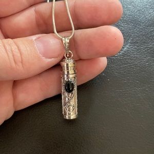 Onyx sterling silver poison pendant and necklace natural gemstone artisan made